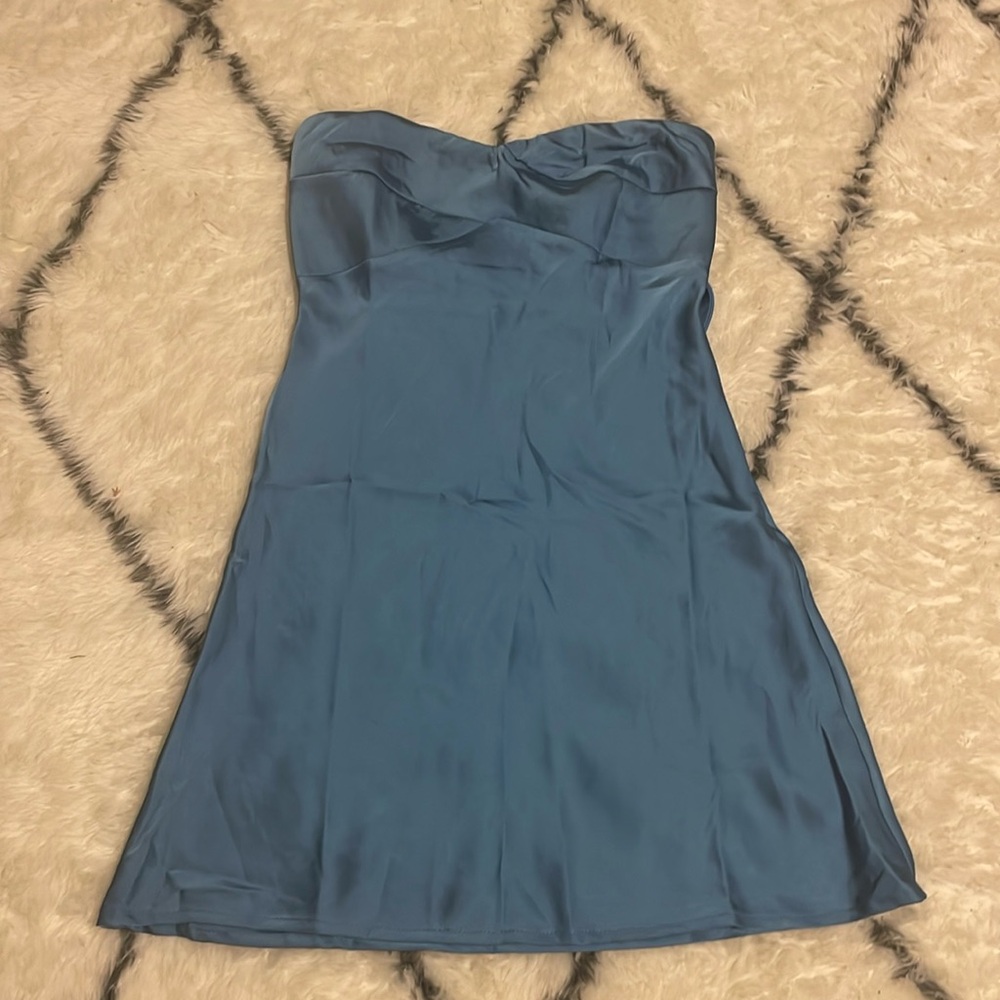 Blue Strapless Hoco Dress